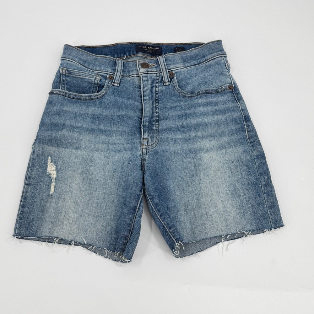 Lucky Brand Denim Shorts Cut Off Modern Women Size 6 28 Blue Light Wash Frayed